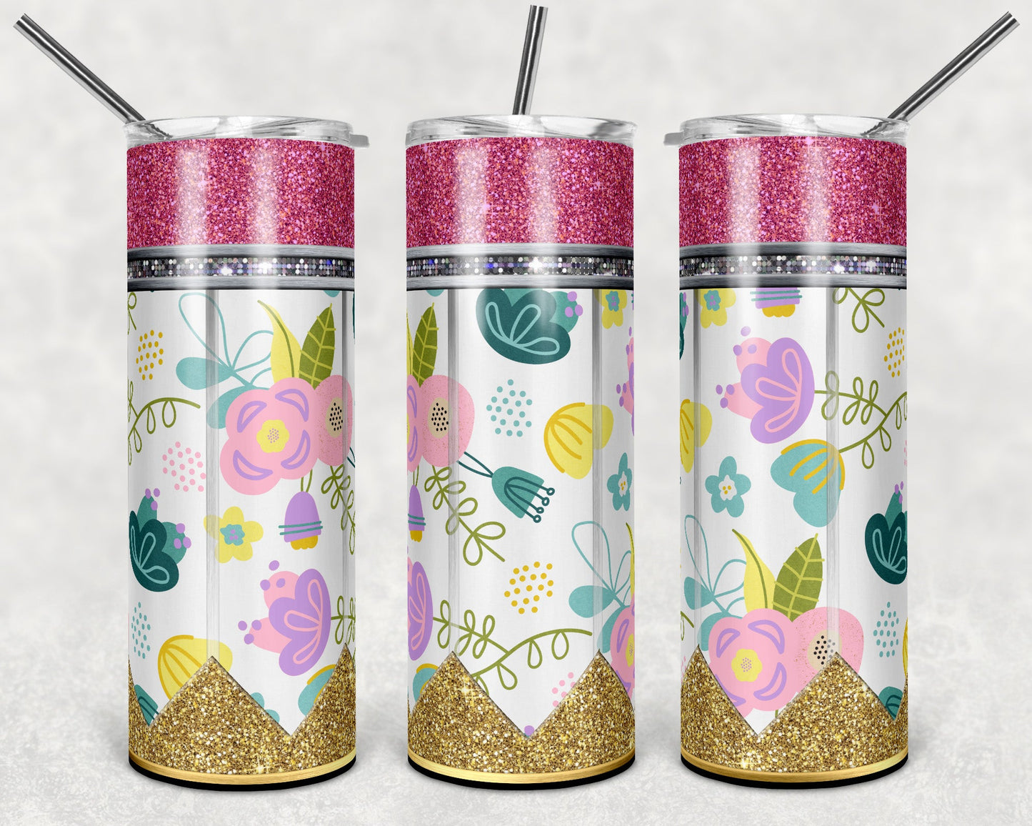 Pencil Flowers Small Glitter - Adhesive Vinyl Wrap