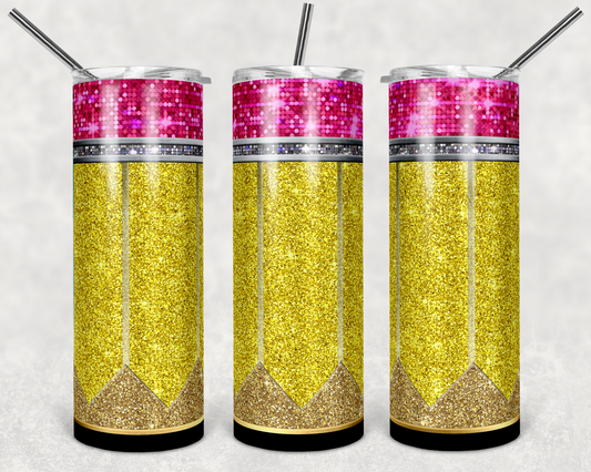 Pencil Glitter Yellow - Adhesive Vinyl Wrap