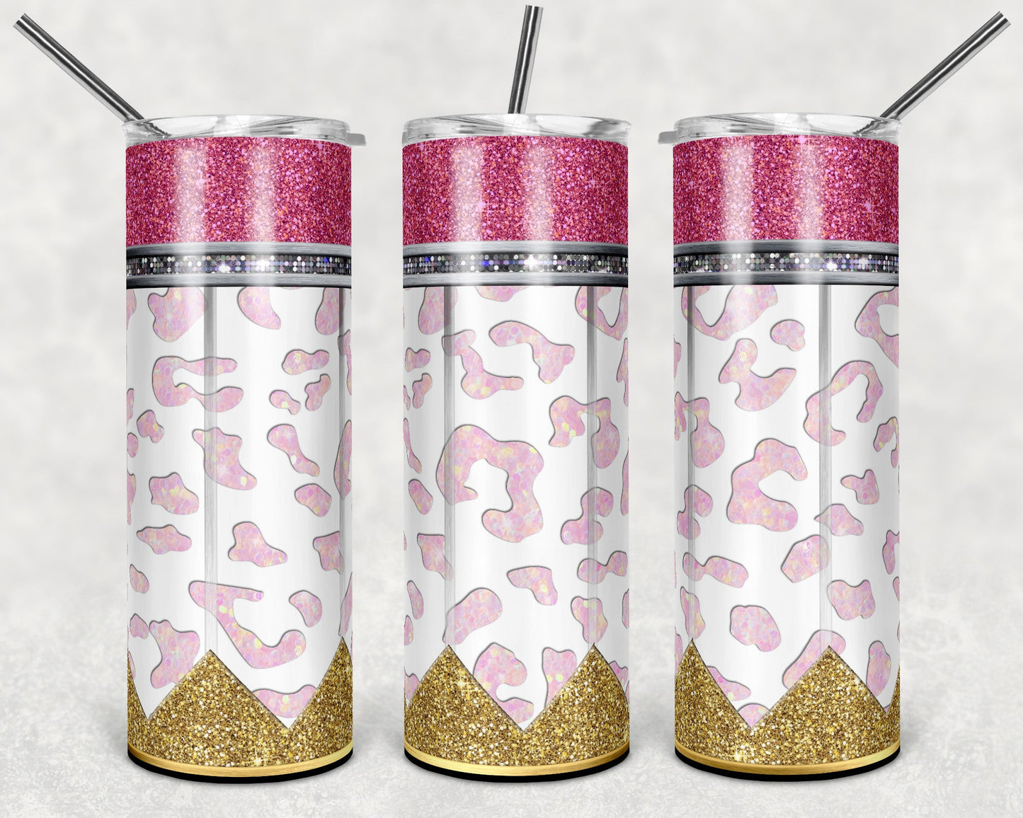 Pencil White Pink Leopard - Adhesive Vinyl Wrap