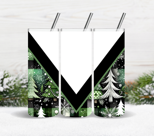 Green Winter Trees V-Split - Adhesive Vinyl Wrap