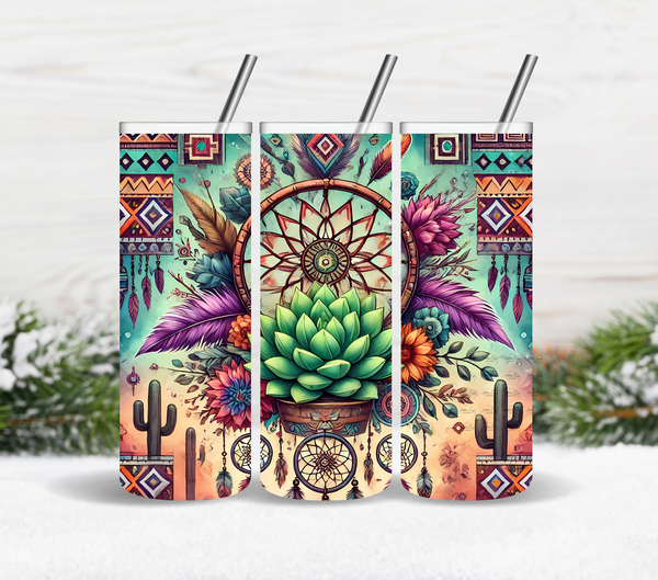 Boho Western Aztec Succulents - Adhesive Vinyl Wrap