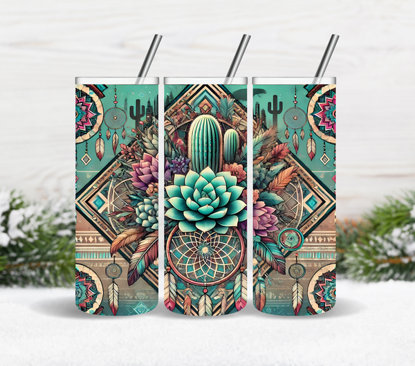 Boho Western Aztec Succulents - Adhesive Vinyl Wrap