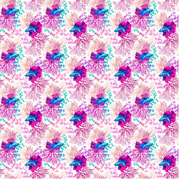 Neon Siamese Fighting Fish - Adhesive Vinyl 12x12 Sheet