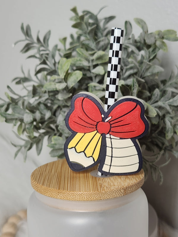 Teacher Bow - Straw topper (In Color)