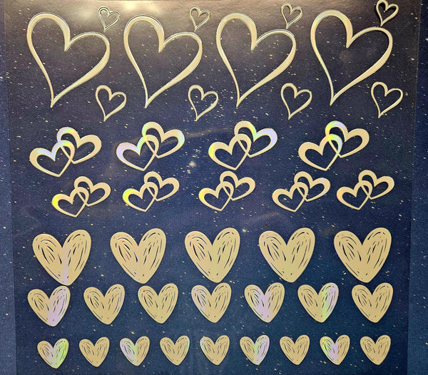 #34 Metallic UV DTF-Open Hearts- available in Gold, Silver, Holo Red, Holo Pink, and Holo white