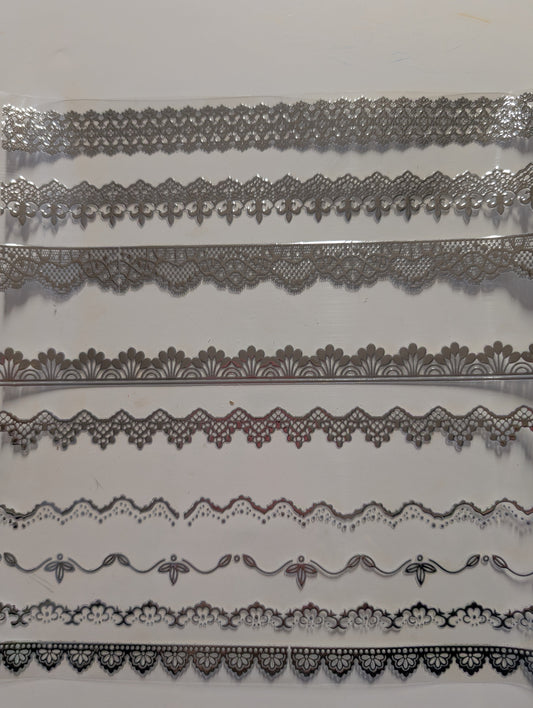 #127 Metallic and Holographic Lace Borders 3 color options