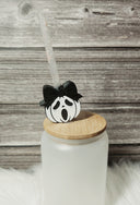 Ghost face pumpkin - Straw topper (In Color)