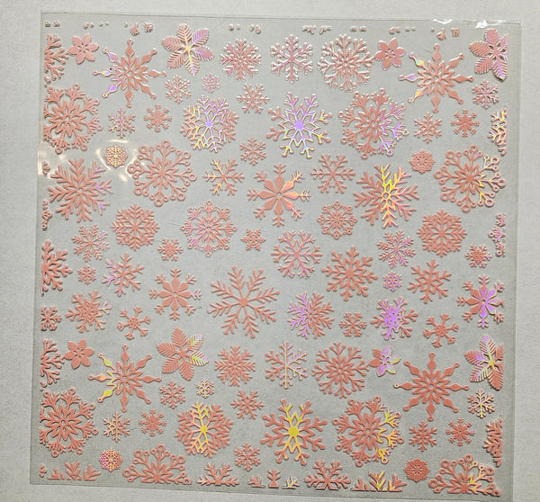 #58 Metallic Snowflakes UV DTF-- available in Holo Pink and Silver