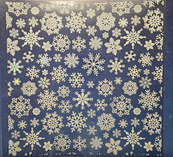 #58 Metallic Snowflakes UV DTF-- available in Holo Pink and Silver