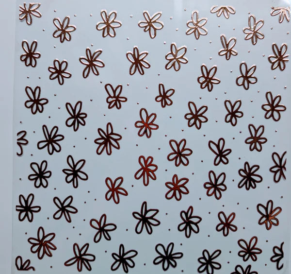 #129 Metallic doodle flowers 3 color options