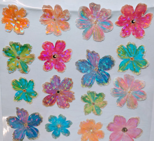 #110 Watercolor and gold floral Holographic