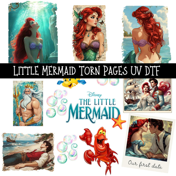 Litter mermaid  torn pages - UV DTF Decal sheet