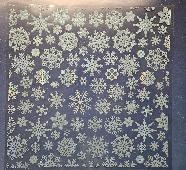 #58 Metallic Snowflakes UV DTF-- available in Holo Pink and Silver