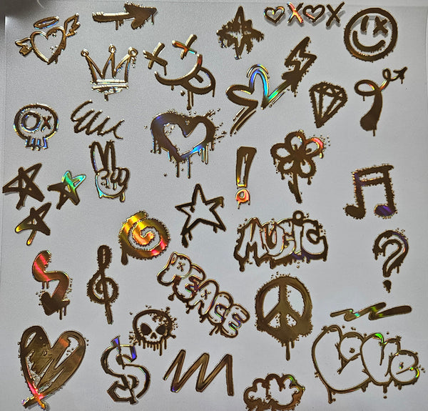 #152 Metallic Graffiti Elements