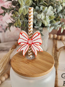 Baseball Bow - Straw topper (in Color)