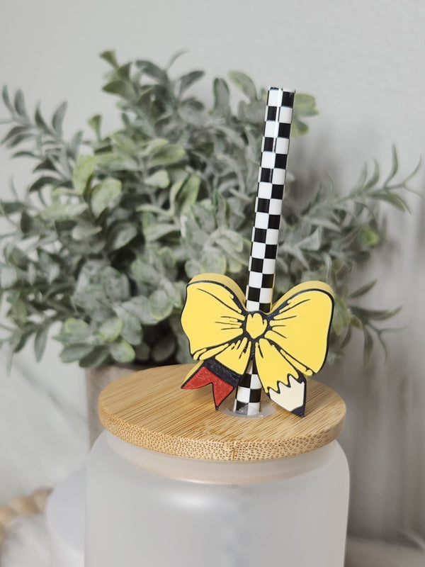 Pencil Bow - Straw topper (In Color)