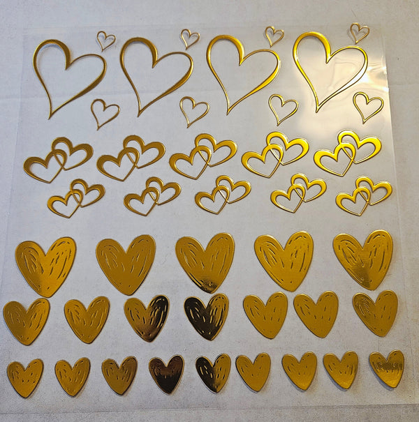#34 Metallic UV DTF-Open Hearts- available in Gold, Silver, Holo Red, Holo Pink, and Holo white