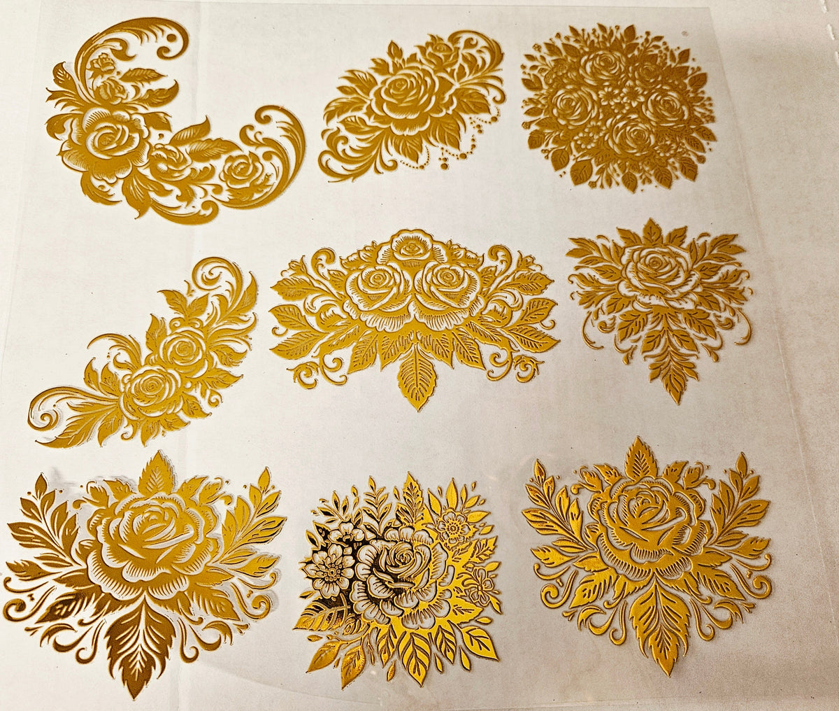 #42 Metallic UV DTF- Floral- available in Gold, Silver