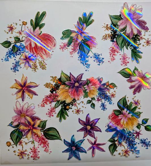 #136 Holographic whimsical Flowers