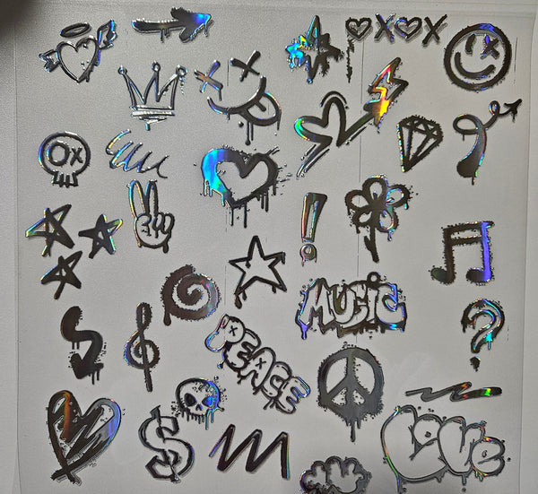 #152 Metallic Graffiti Elements