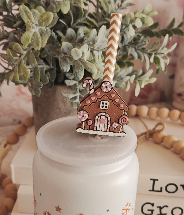 Gingerbread House - Straw topper (In Color)
