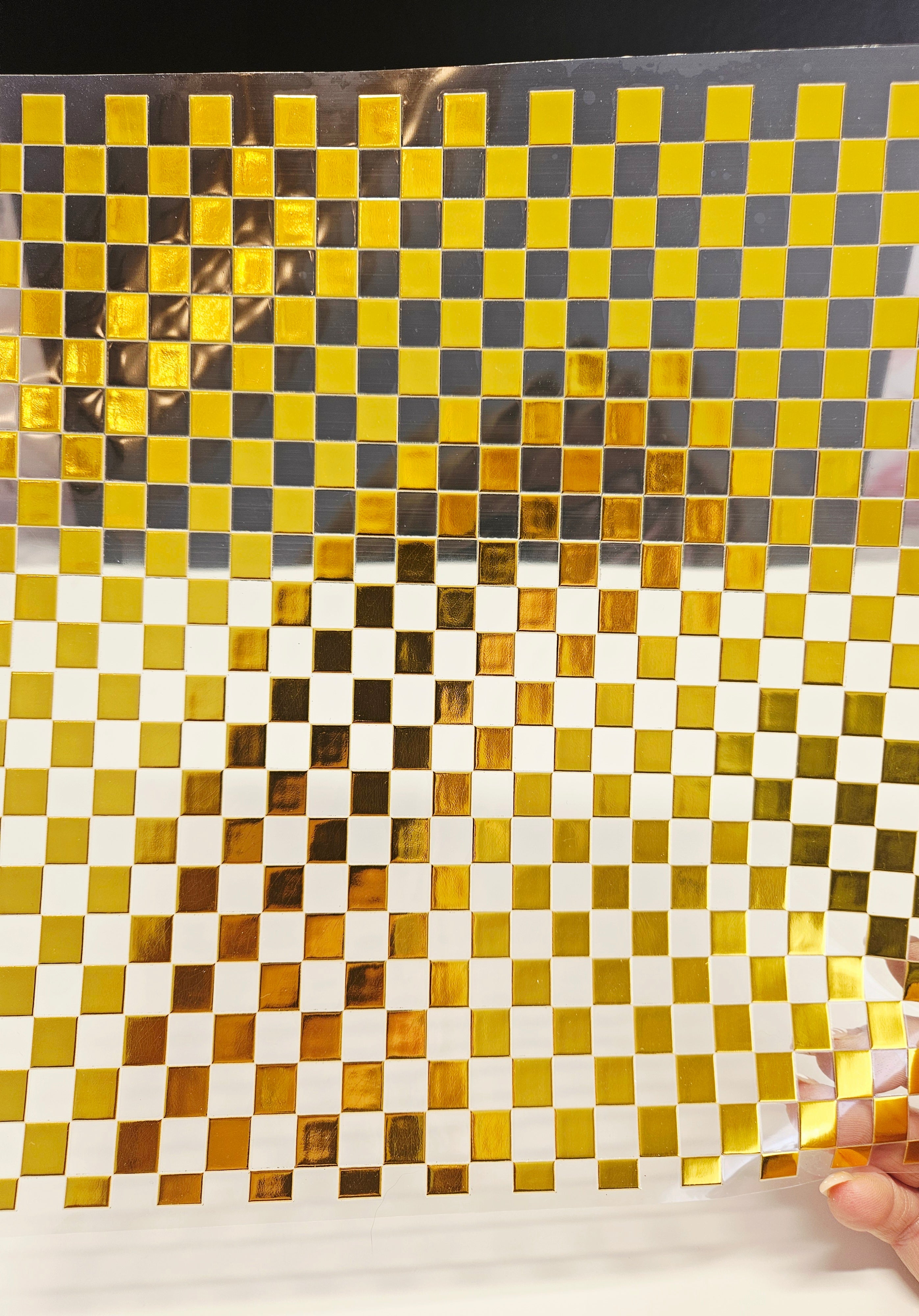Checkered Pattern Uvs #3 Metallic UV DTF- Checkered- available in Gold and Silver – 3D Undercover
