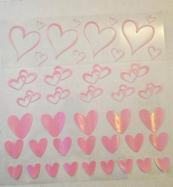 #34 Metallic UV DTF-Open Hearts- available in Gold, Silver, Holo Red, Holo Pink, and Holo white