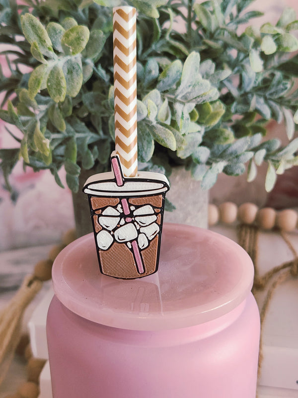 Iced Coffee - Straw topper (In Color)