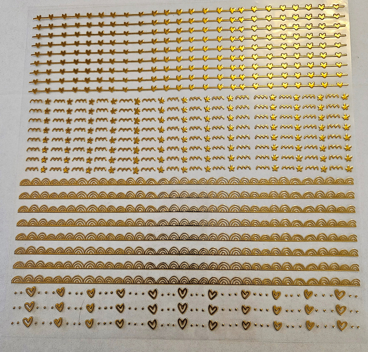 #18 Metallic UV DTF-Doodle Lines- hearts- available in Gold, Black Holo