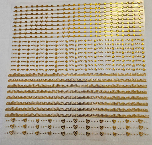 #18 Metallic UV DTF-Doodle Lines- hearts- available in Gold, Black Holo