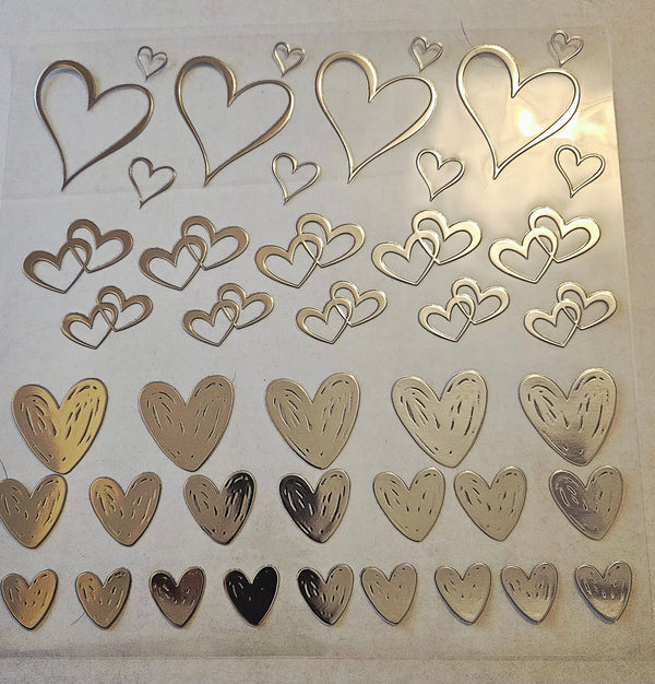 #34 Metallic UV DTF-Open Hearts- available in Gold, Silver, Holo Red, Holo Pink, and Holo white