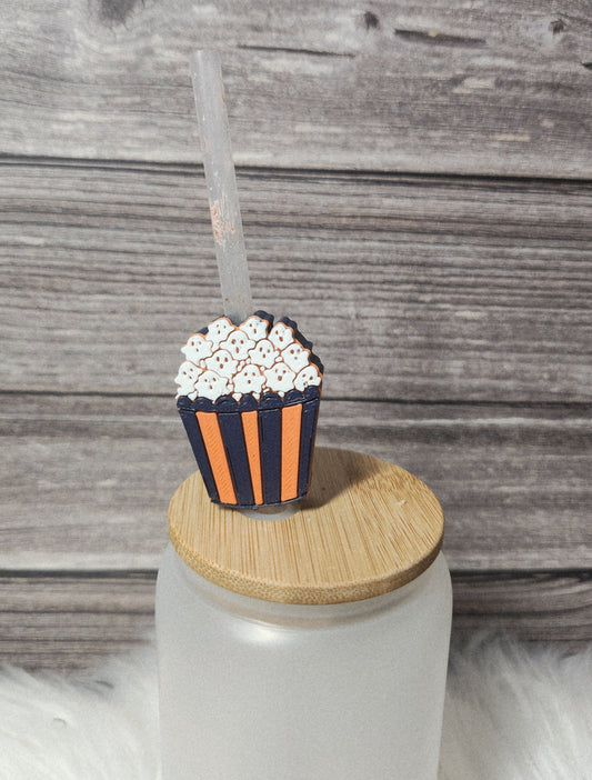 Ghost popcorn- Straw topper (In Color)