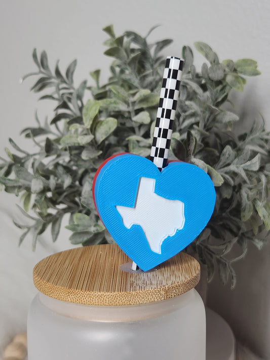 Texas Heart - Straw topper (In Color)