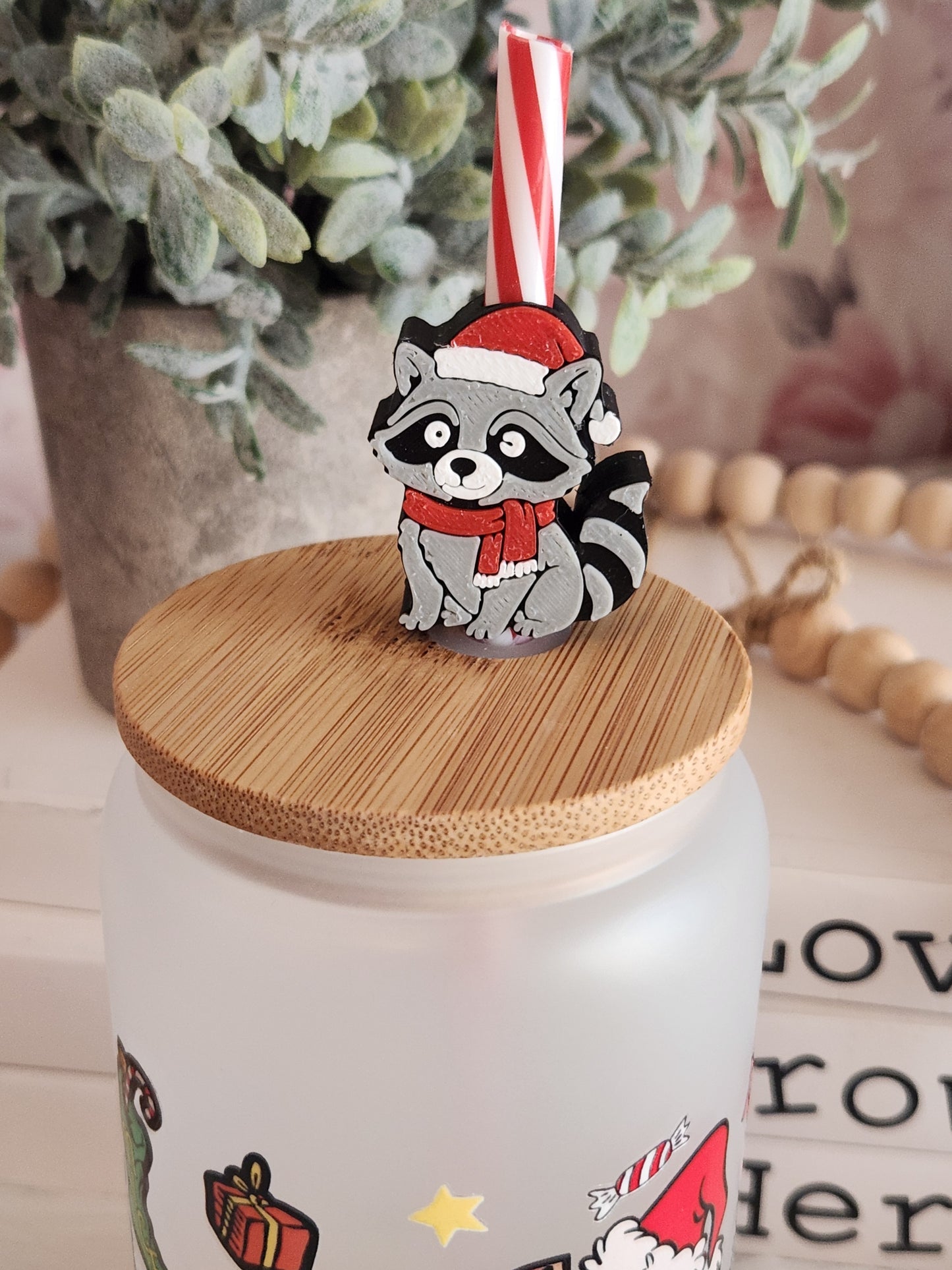 Christmas Racon- Straw topper (In Color)
