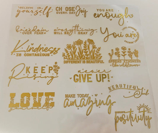 #6 Metallic UV DTF- Inspirational- available in Gold and Silver