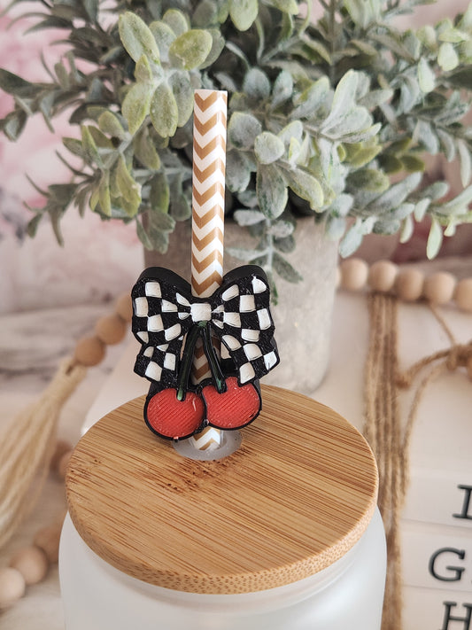 Checkered Cherries - Straw topper (In Color)