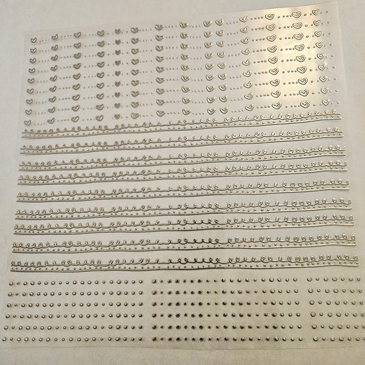 #17 Metallic UV DTF-Doodle Lines- hearts- available in Silver, Black Holo, Red Holo