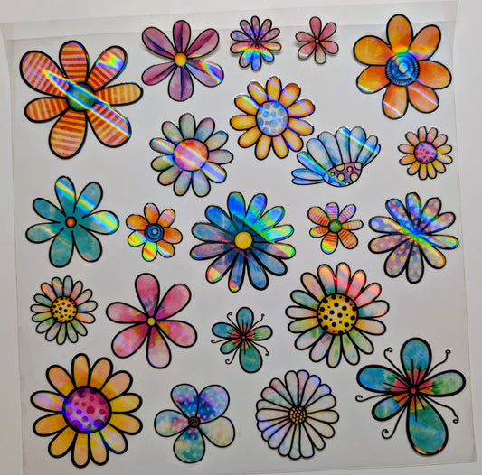 #134 Holographic Doodle Flowers