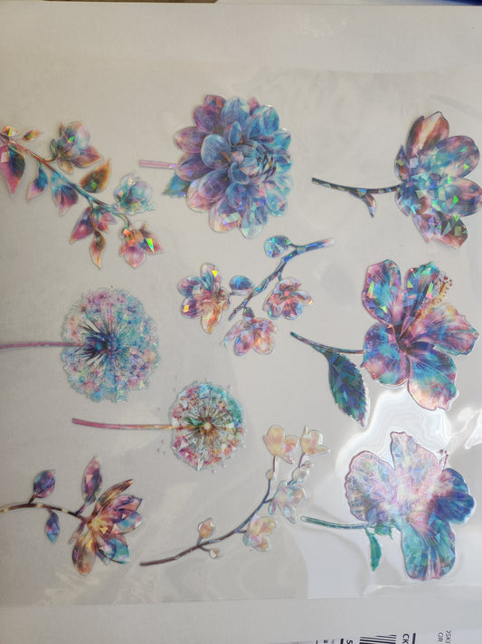 #105 Iridescent floral Holographic