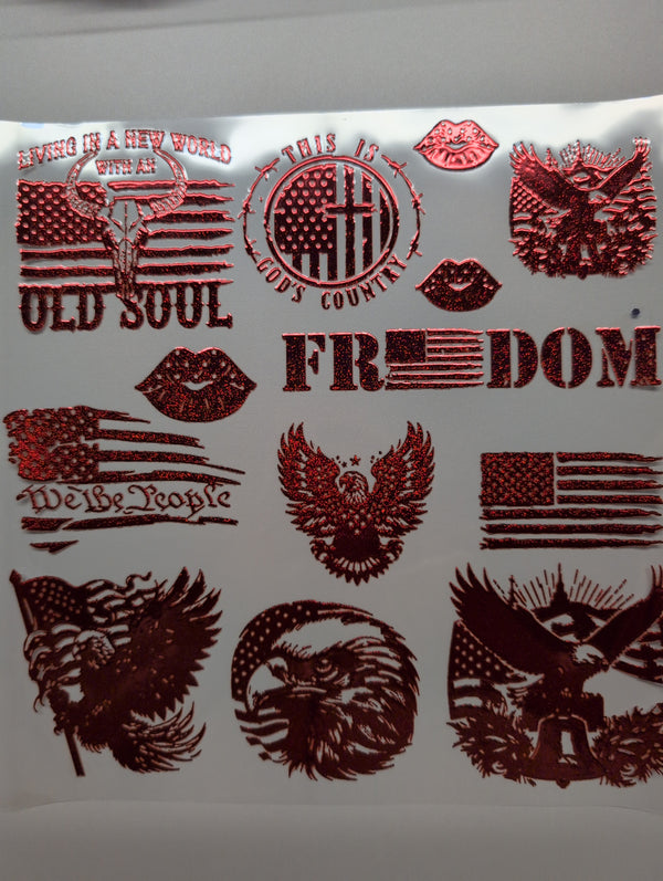 #22 Metallic UV DTF-Patriotic- available in Gold and Silver