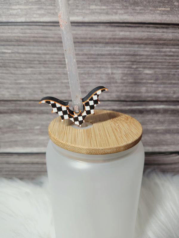 checkered bat- Straw topper (In Color)