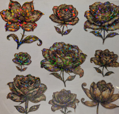 #113 Steampunk Floral Brown Shattered