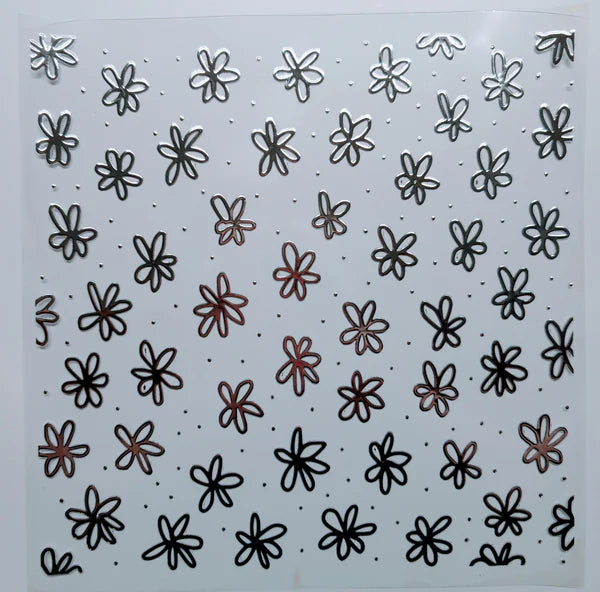 #129 Metallic doodle flowers 3 color options