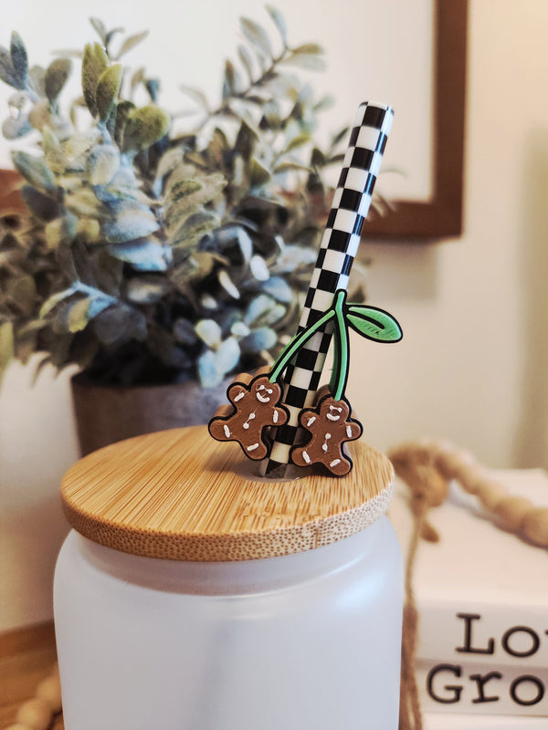 Gingerbread Cherries - Straw topper (In Color)