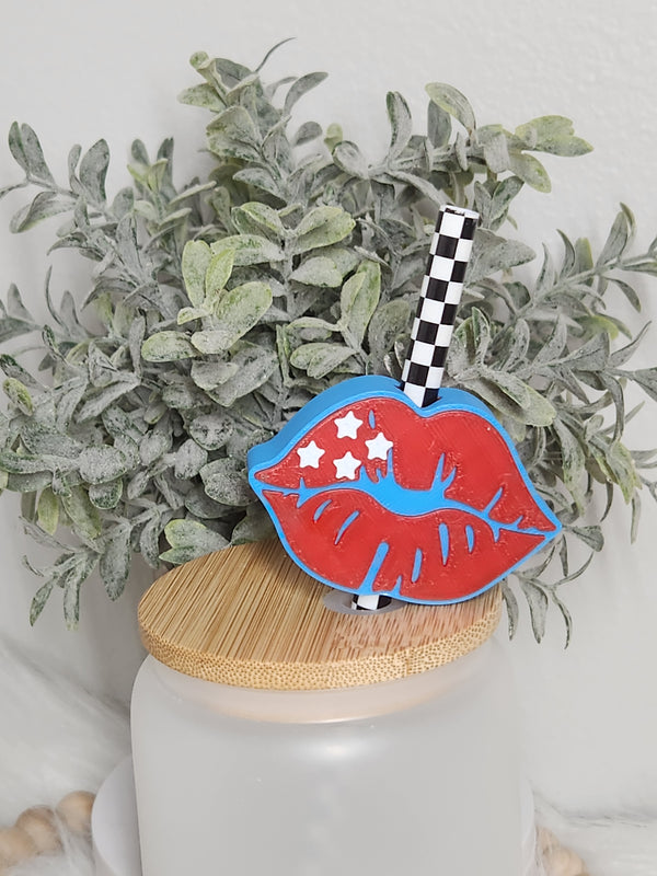 Patriotic Lips - Straw topper (In Color)