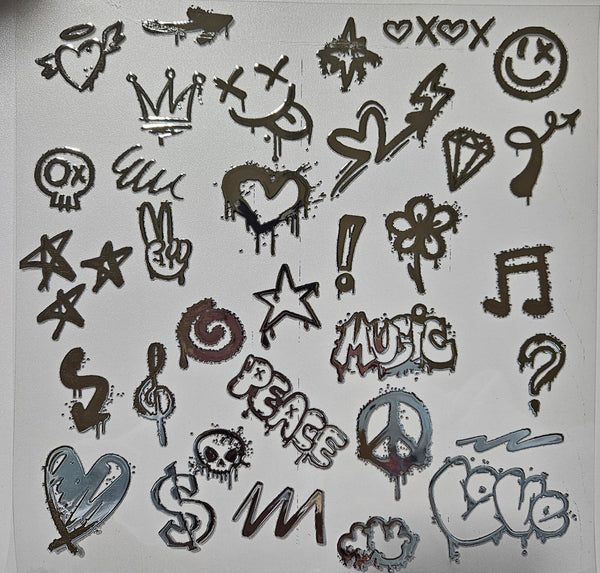 #152 Metallic Graffiti Elements