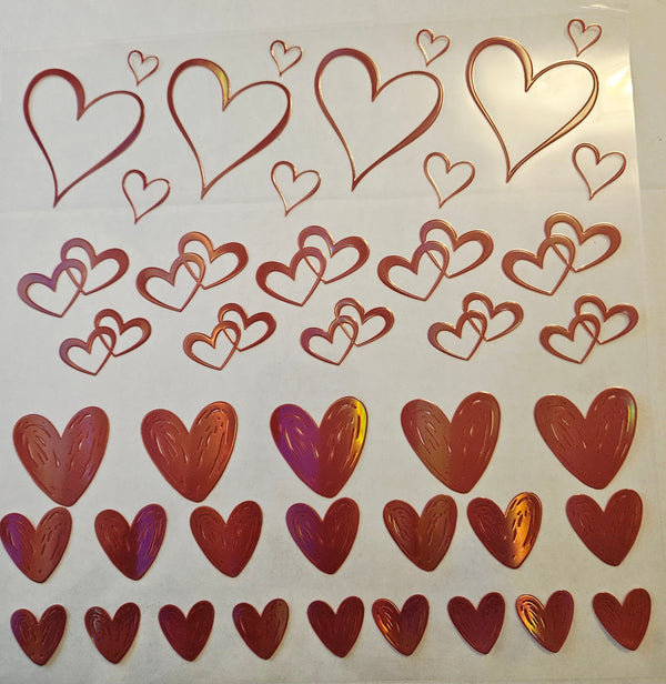 #34 Metallic UV DTF-Open Hearts- available in Gold, Silver, Holo Red, Holo Pink, and Holo white