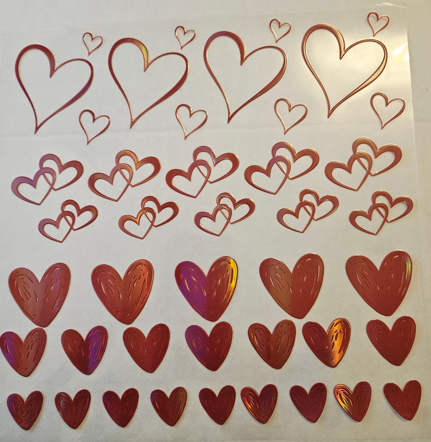 #34 Metallic UV DTF-Open Hearts- available in Gold, Silver, Holo Red and Holo Pink