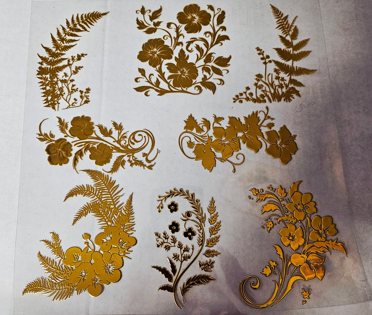 #38 Metallic UV DTF- Floral- available in Gold, Silver