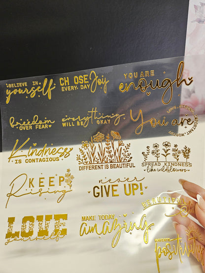 #6 Metallic UV DTF- Inspirational- available in Gold and Silver